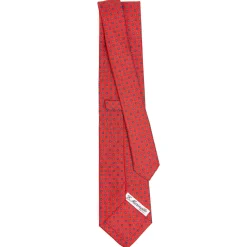 E.Marinella CRAVATTA SARTORIALE CLASSICA IN SETA ROSSA Microfantasia fiore Sale