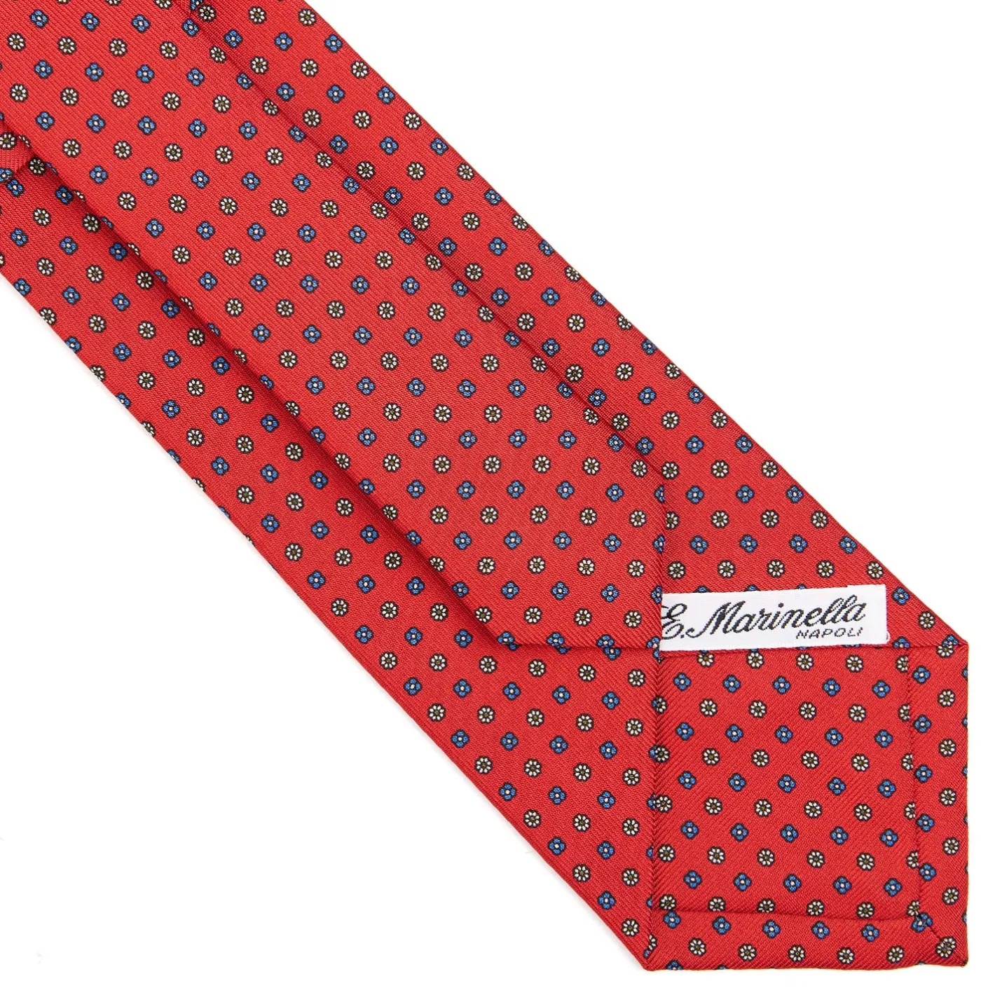 E.Marinella CRAVATTA SARTORIALE CLASSICA IN SETA ROSSA Microfantasia fiore Sale