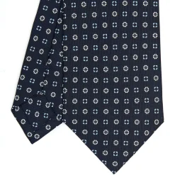 E.Marinella CRAVATTA SARTORIALE CLASSICA IN SETA BLU SCURO Microfantasia fiore Best