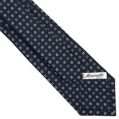 E.Marinella CRAVATTA SARTORIALE CLASSICA IN SETA BLU SCURO Microfantasia fiore Best