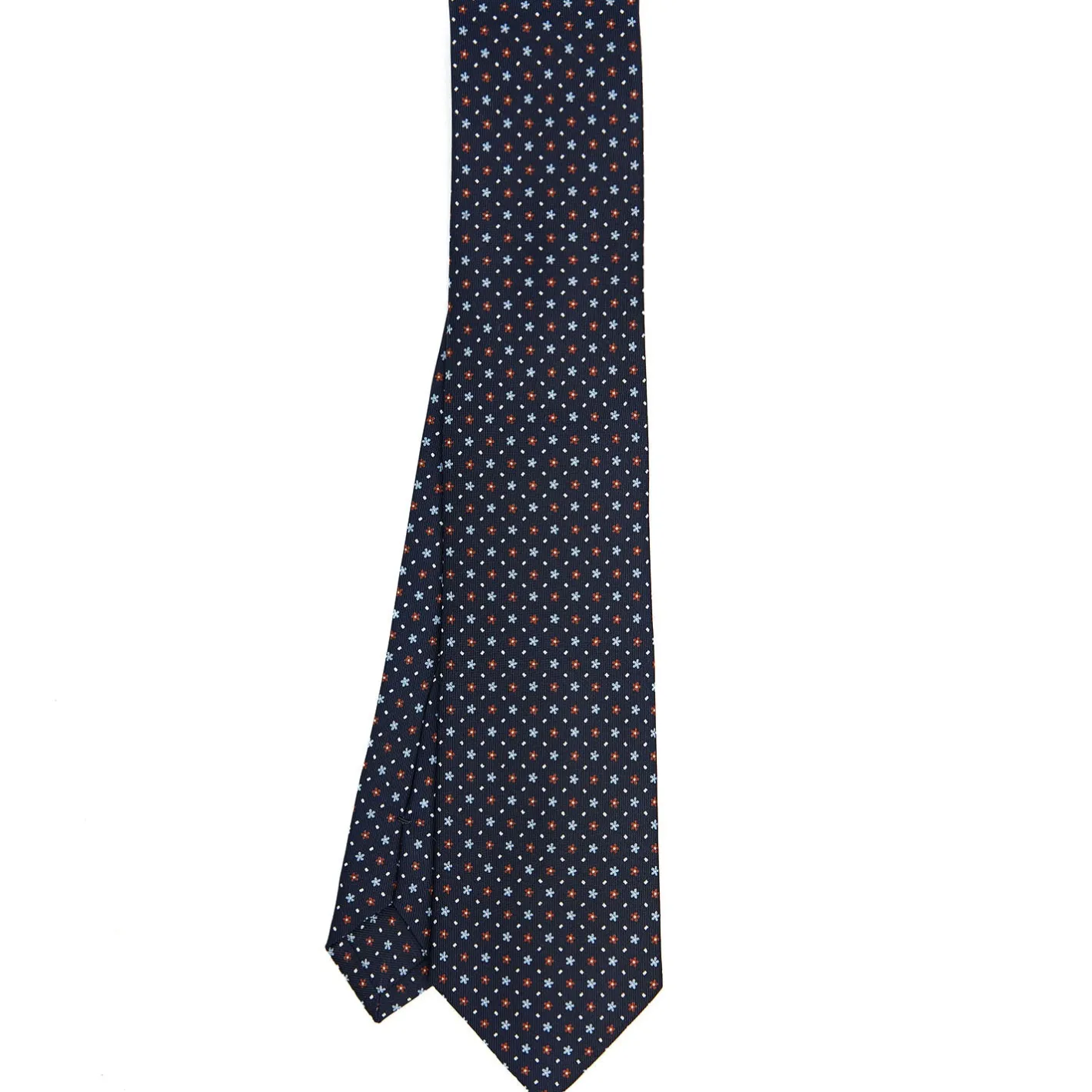 E.Marinella CRAVATTA SARTORIALE CLASSICA IN SETA BLU SCURO Microfantasia fiore Sale