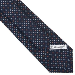 E.Marinella CRAVATTA SARTORIALE CLASSICA IN SETA BLU SCURO Microfantasia fiore Sale