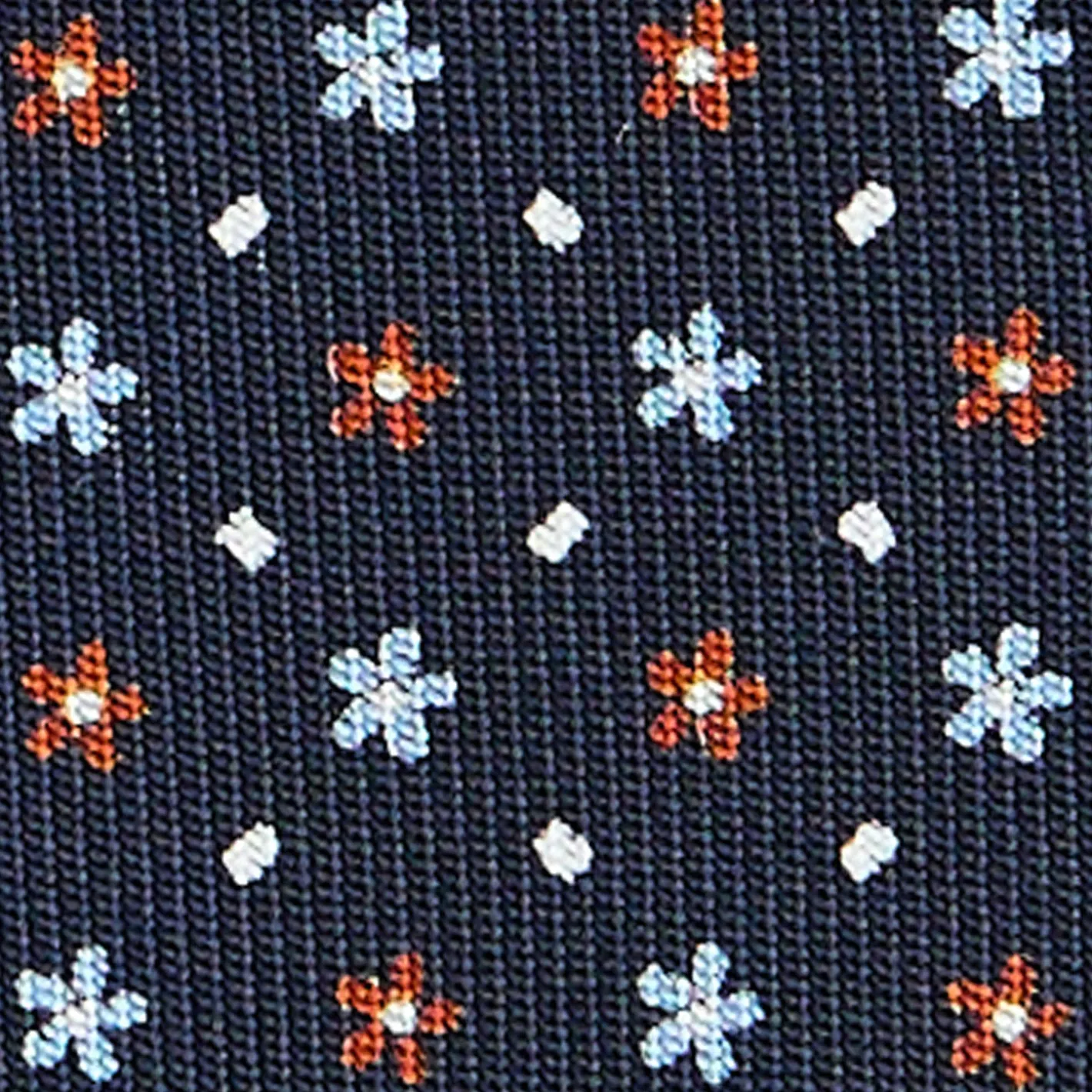 E.Marinella CRAVATTA SARTORIALE CLASSICA IN SETA BLU SCURO Microfantasia fiore Sale