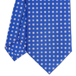 E.Marinella CRAVATTA SARTORIALE CLASSICA IN SETA BLUETTE Microfantasia fiore Outlet