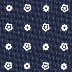 E.Marinella CRAVATTA SARTORIALE CLASSICA IN SETA BLU SCURO Microfantasia fiore New