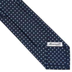 E.Marinella CRAVATTA SARTORIALE CLASSICA IN SETA BLU SCURO Microfantasia fiore Clearance