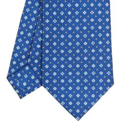 E.Marinella CRAVATTA SARTORIALE CLASSICA IN SETA BLU Microfantasia fiore Clearance