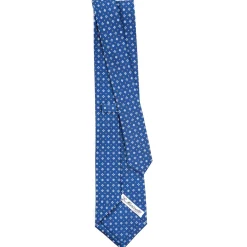 E.Marinella CRAVATTA SARTORIALE CLASSICA IN SETA BLU Microfantasia fiore Clearance