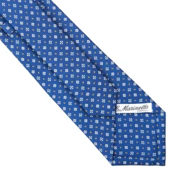 E.Marinella CRAVATTA SARTORIALE CLASSICA IN SETA BLU Microfantasia fiore Clearance