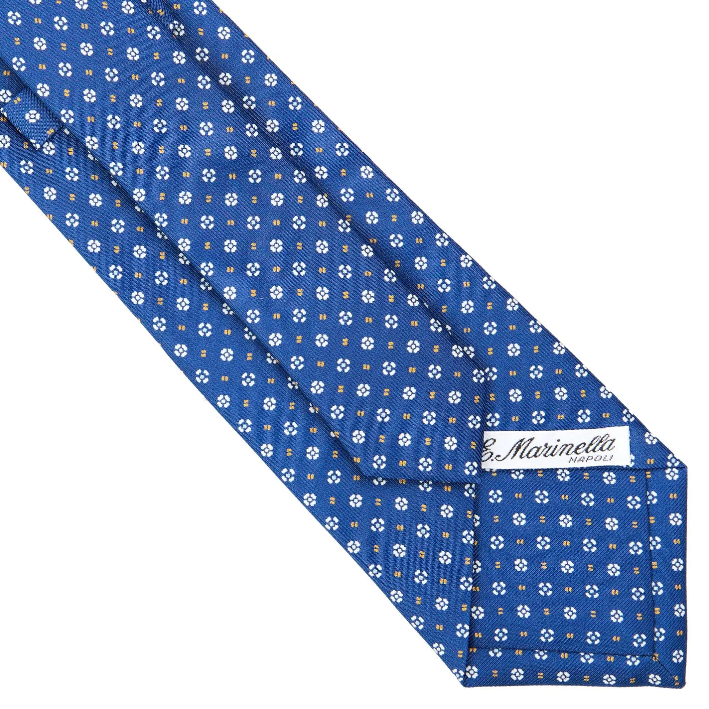 E.Marinella CRAVATTA SARTORIALE CLASSICA IN SETA BLU Microfantasia fiore Clearance