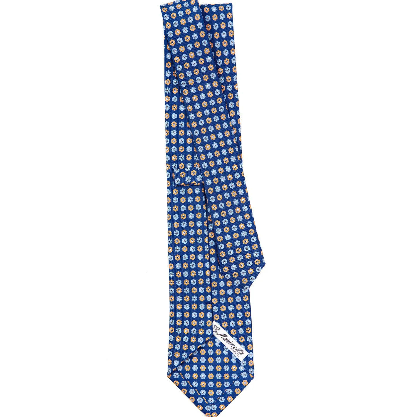 E.Marinella CRAVATTA SARTORIALE CLASSICA IN SETA BLU Microfantasia fiore Outlet