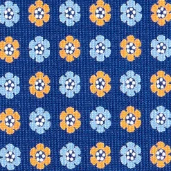 E.Marinella CRAVATTA SARTORIALE CLASSICA IN SETA BLU Microfantasia fiore Outlet