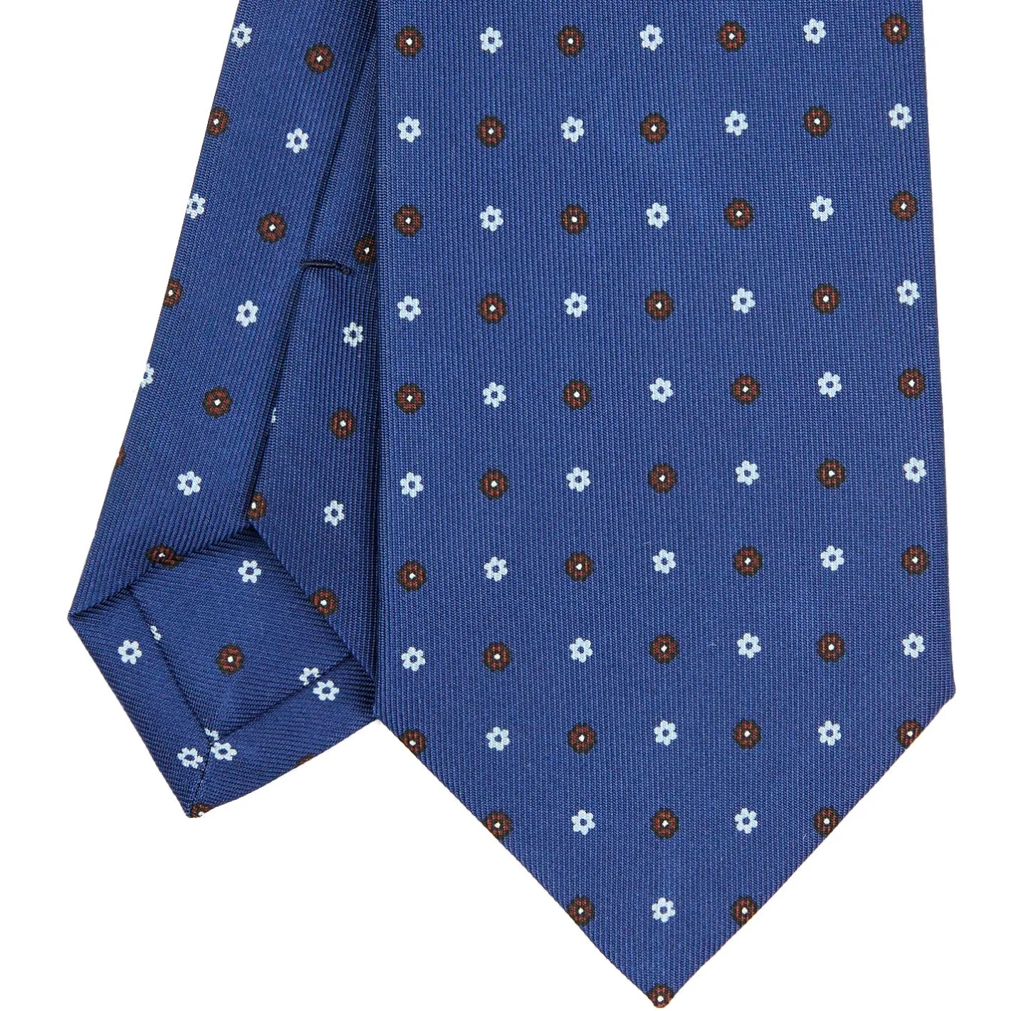 E.Marinella CRAVATTA SARTORIALE CLASSICA IN SETA BLU Microfantasia fiore Clearance