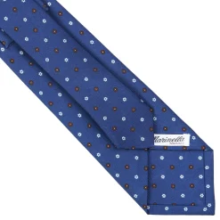 E.Marinella CRAVATTA SARTORIALE CLASSICA IN SETA BLU Microfantasia fiore Clearance