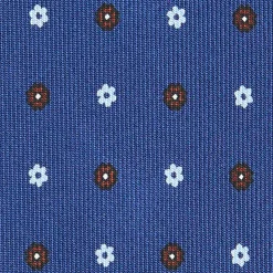 E.Marinella CRAVATTA SARTORIALE CLASSICA IN SETA BLU Microfantasia fiore Clearance