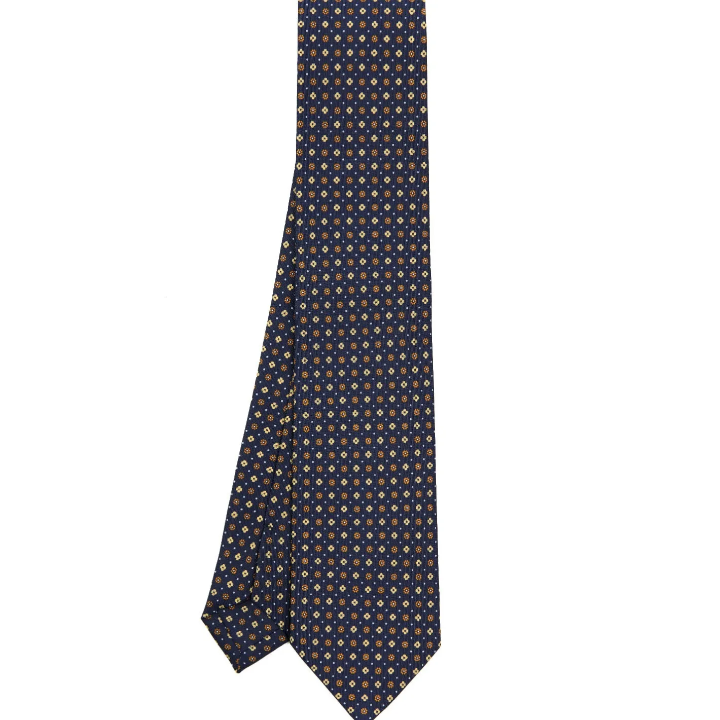 E.Marinella CRAVATTA SARTORIALE CLASSICA IN SETA BLU SCURO Microfantasia fiore Clearance