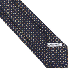 E.Marinella CRAVATTA SARTORIALE CLASSICA IN SETA BLU SCURO Microfantasia fiore Clearance