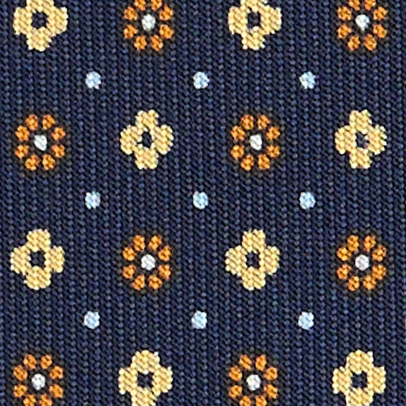 E.Marinella CRAVATTA SARTORIALE CLASSICA IN SETA BLU SCURO Microfantasia fiore Clearance