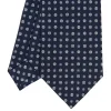 E.Marinella CRAVATTA SARTORIALE CLASSICA IN SETA BLU SCURO Microfantasia fiore Outlet