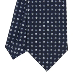 E.Marinella CRAVATTA SARTORIALE CLASSICA IN SETA BLU SCURO Microfantasia fiore Outlet