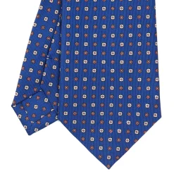 E.Marinella CRAVATTA SARTORIALE CLASSICA IN SETA BLU Microfantasia fiore Discount