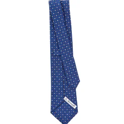E.Marinella CRAVATTA SARTORIALE CLASSICA IN SETA BLU Microfantasia fiore Discount
