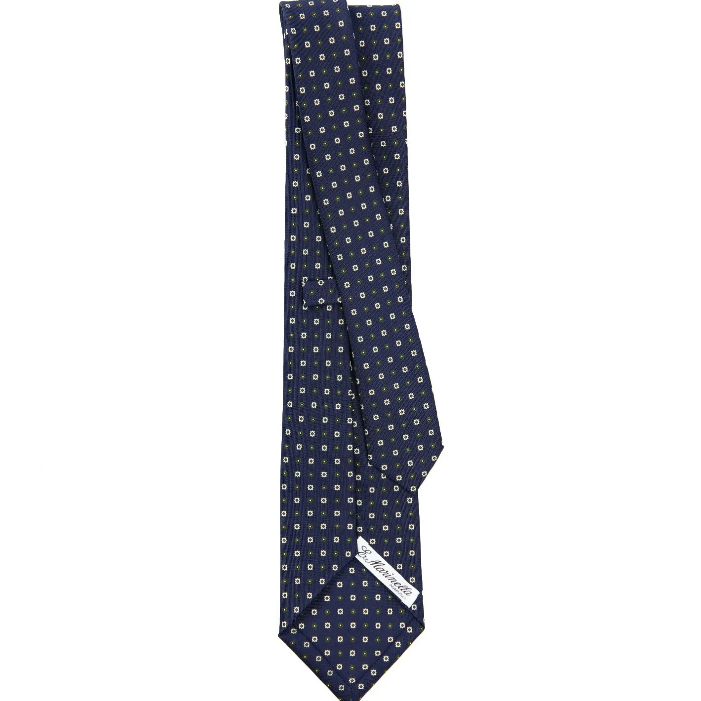 E.Marinella CRAVATTA SARTORIALE CLASSICA IN SETA BLU SCURO Microfantasia fiore Online