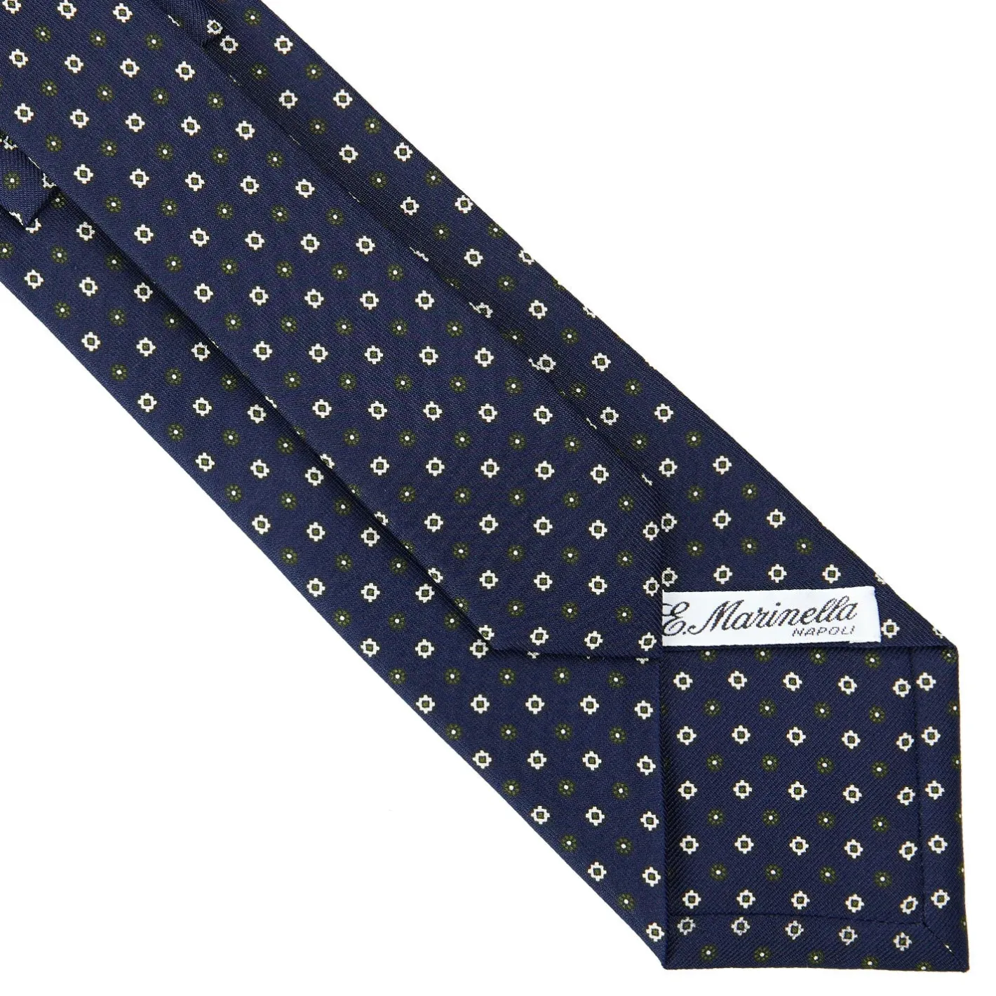 E.Marinella CRAVATTA SARTORIALE CLASSICA IN SETA BLU SCURO Microfantasia fiore Online