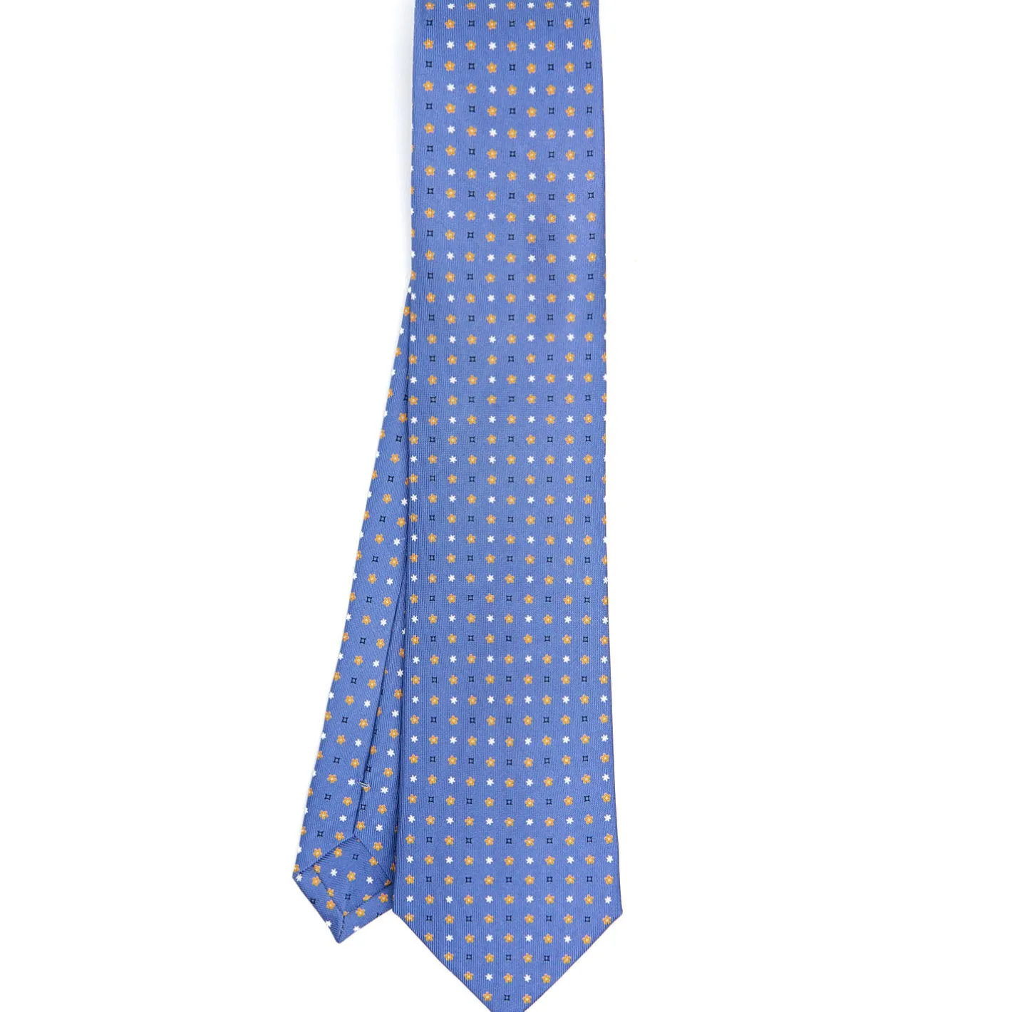 E.Marinella CRAVATTA SARTORIALE CLASSICA IN SETA AZZURRO POLVERE Microfantasia fiore Best