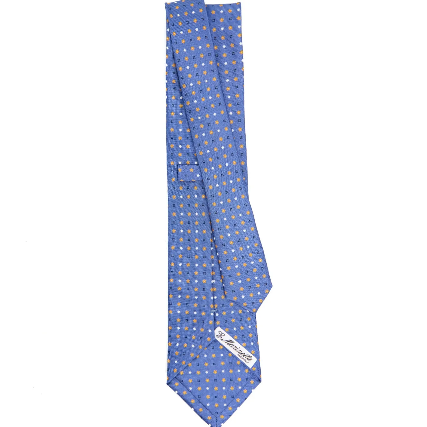 E.Marinella CRAVATTA SARTORIALE CLASSICA IN SETA AZZURRO POLVERE Microfantasia fiore Best