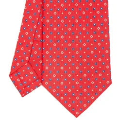 E.Marinella CRAVATTA SARTORIALE CLASSICA IN SETA ROSSA Microfantasia fiore Outlet
