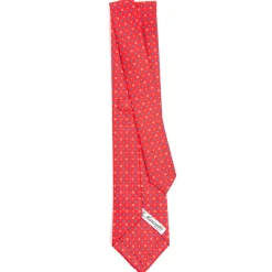 E.Marinella CRAVATTA SARTORIALE CLASSICA IN SETA ROSSA Microfantasia fiore Outlet