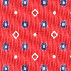 E.Marinella CRAVATTA SARTORIALE CLASSICA IN SETA ROSSA Microfantasia fiore Outlet