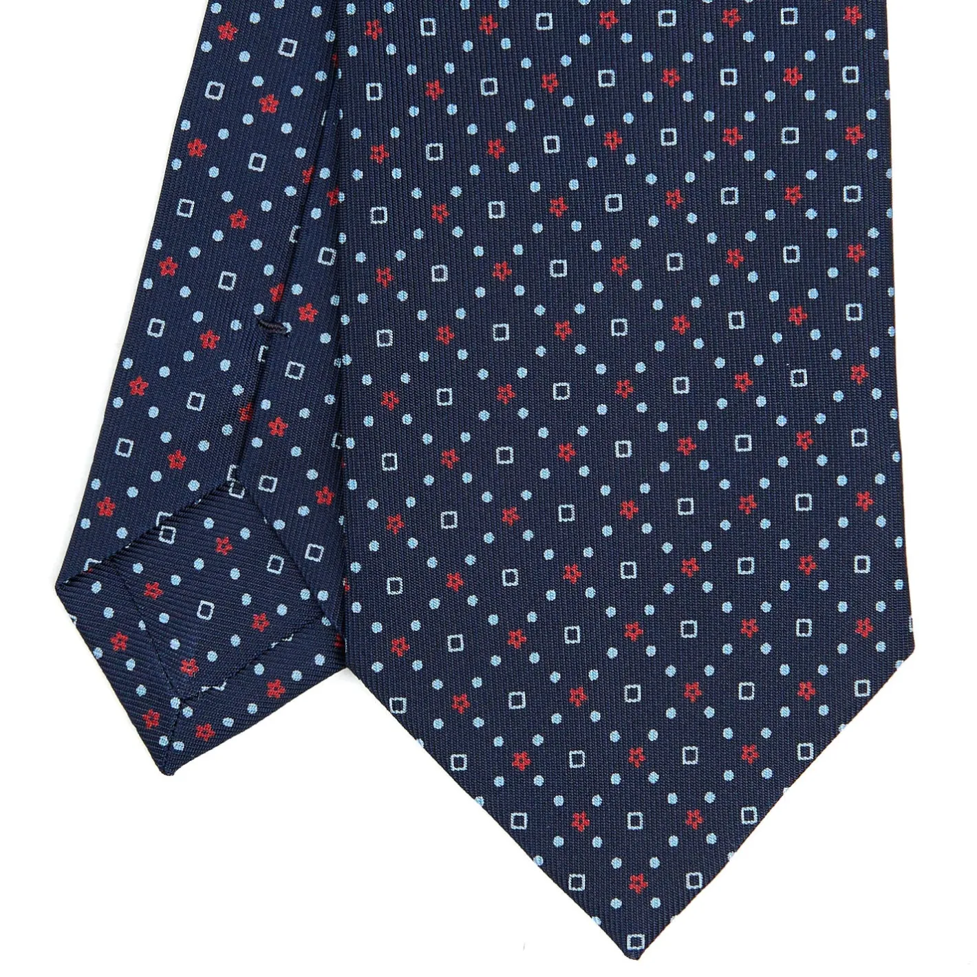 E.Marinella CRAVATTA SARTORIALE CLASSICA IN SETA BLU SCURO Microfantasia fiore Hot