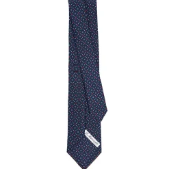 E.Marinella CRAVATTA SARTORIALE CLASSICA IN SETA BLU SCURO Microfantasia fiore Hot