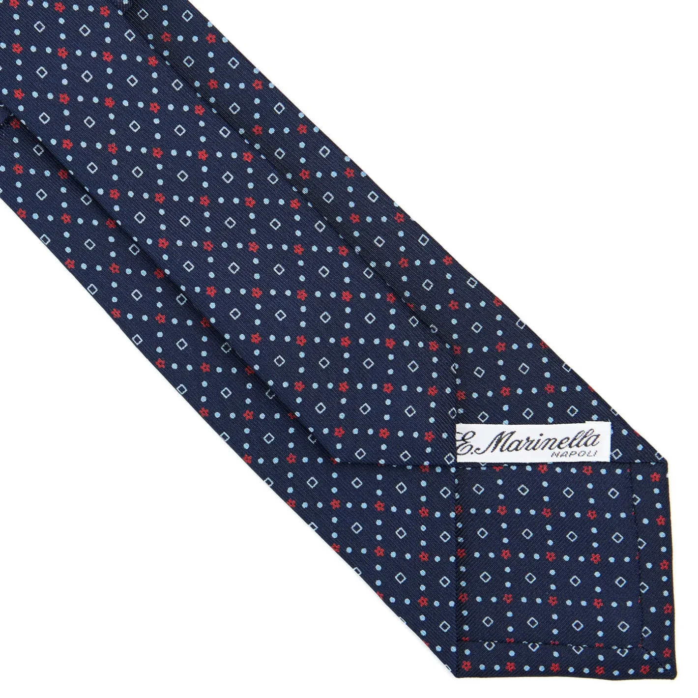 E.Marinella CRAVATTA SARTORIALE CLASSICA IN SETA BLU SCURO Microfantasia fiore Hot