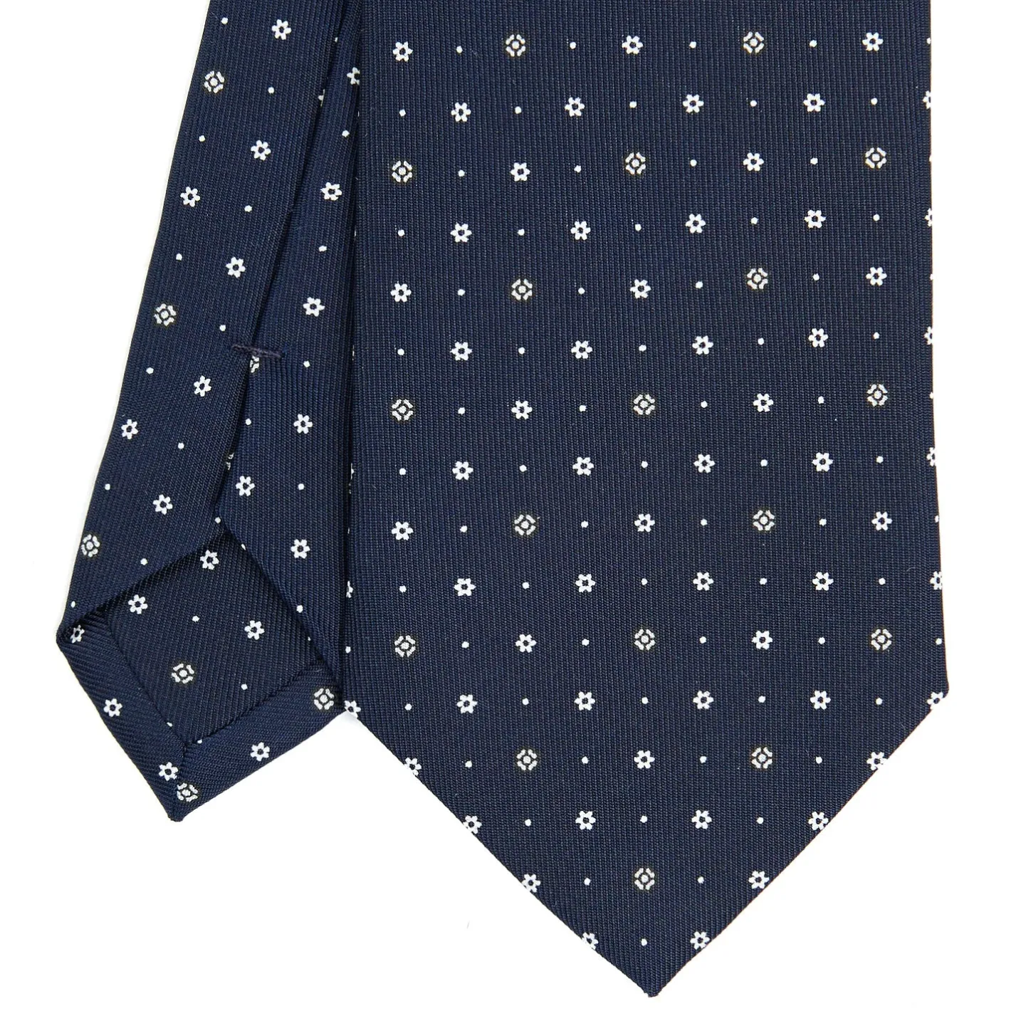 E.Marinella CRAVATTA SARTORIALE CLASSICA IN SETA BLU SCURO Microfantasia fiore Online