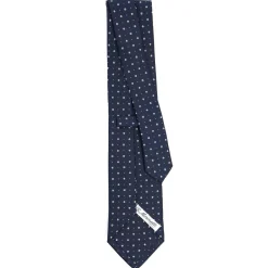 E.Marinella CRAVATTA SARTORIALE CLASSICA IN SETA BLU SCURO Microfantasia fiore Online