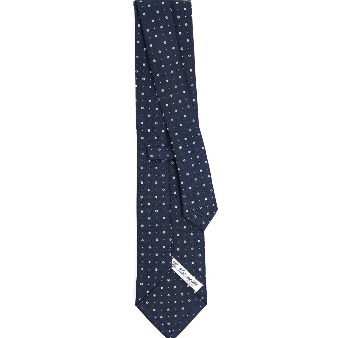 E.Marinella CRAVATTA SARTORIALE CLASSICA IN SETA BLU SCURO Microfantasia fiore Online