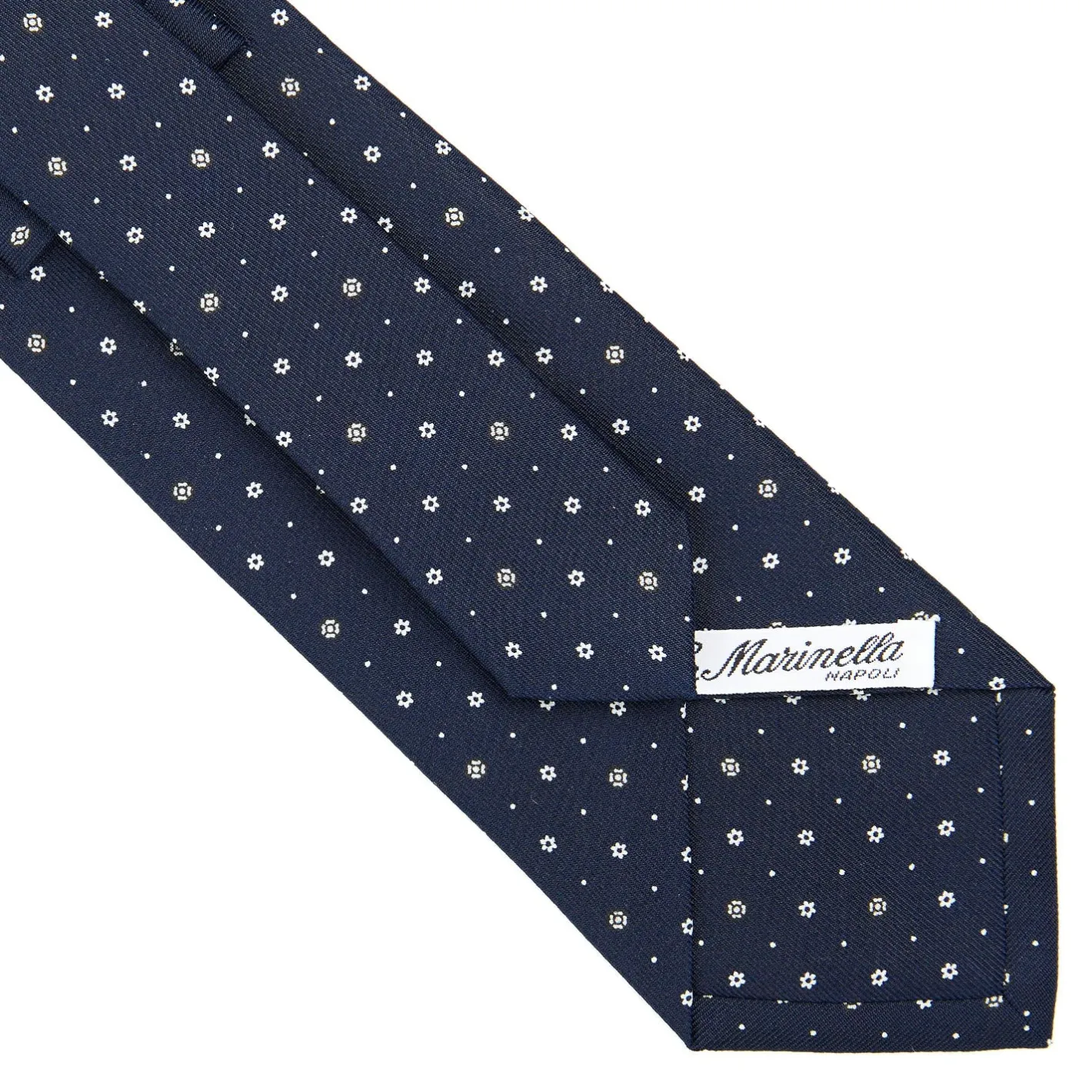 E.Marinella CRAVATTA SARTORIALE CLASSICA IN SETA BLU SCURO Microfantasia fiore Online