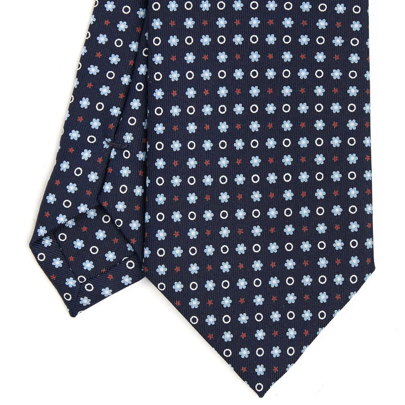 E.Marinella CRAVATTA SARTORIALE CLASSICA IN SETA BLU SCURO Microfantasia fiore Online