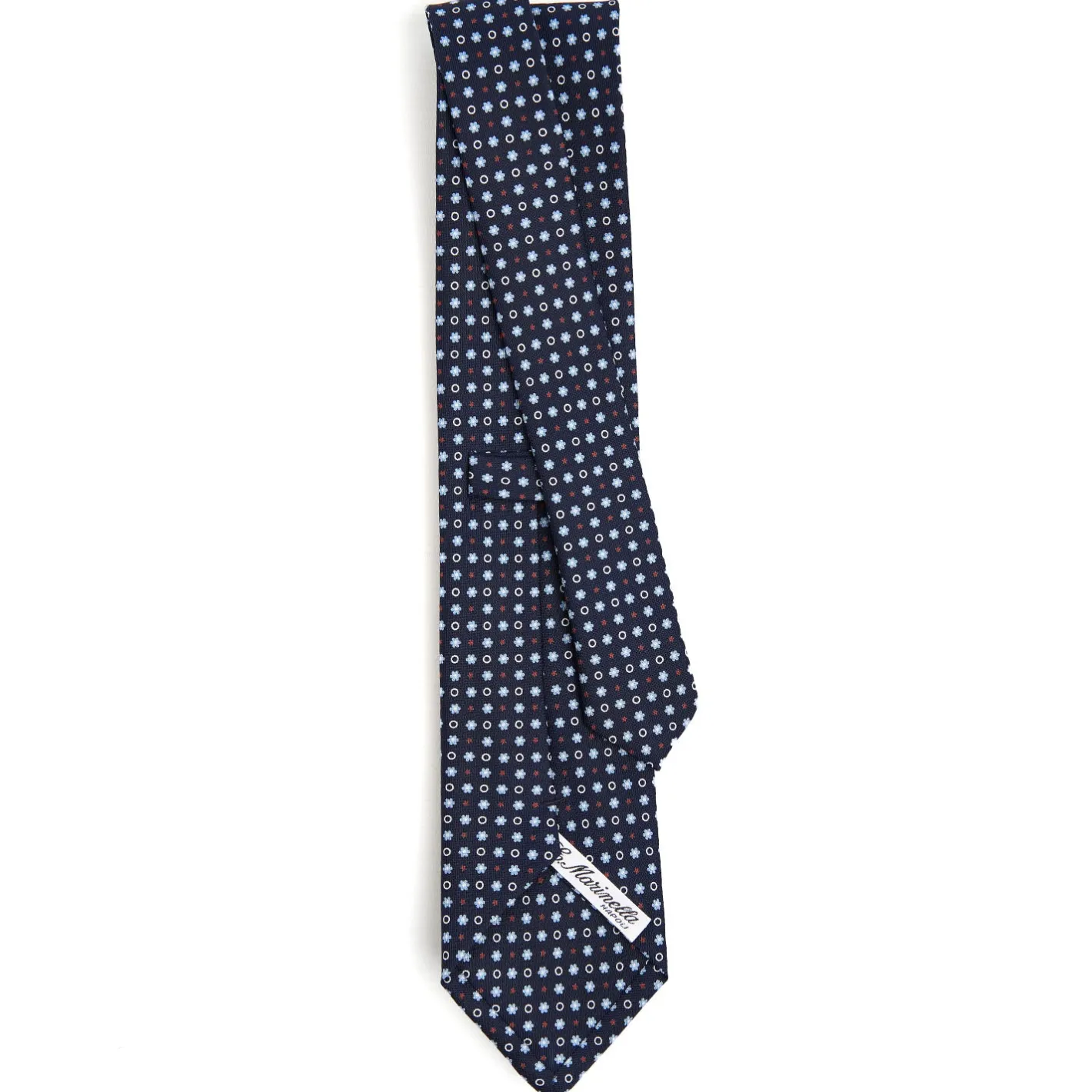 E.Marinella CRAVATTA SARTORIALE CLASSICA IN SETA BLU SCURO Microfantasia fiore Online