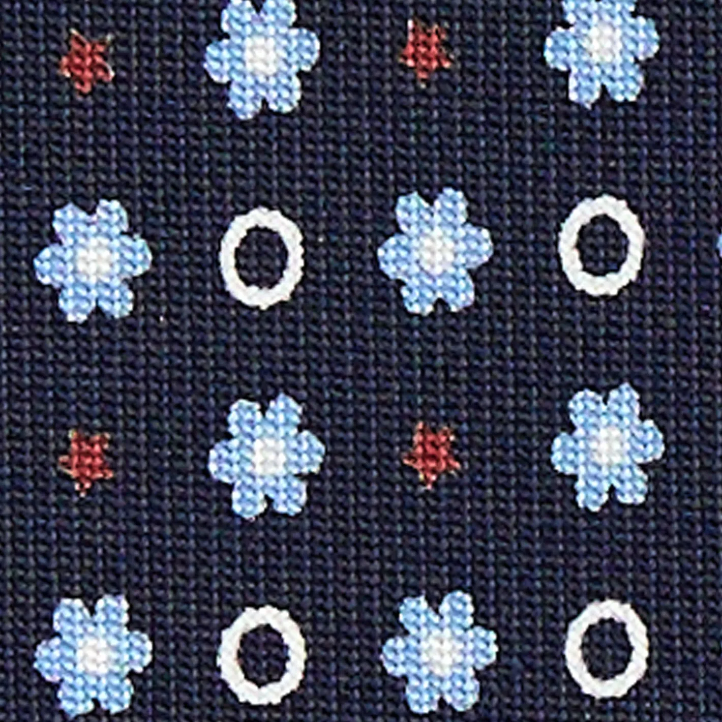 E.Marinella CRAVATTA SARTORIALE CLASSICA IN SETA BLU SCURO Microfantasia fiore Online