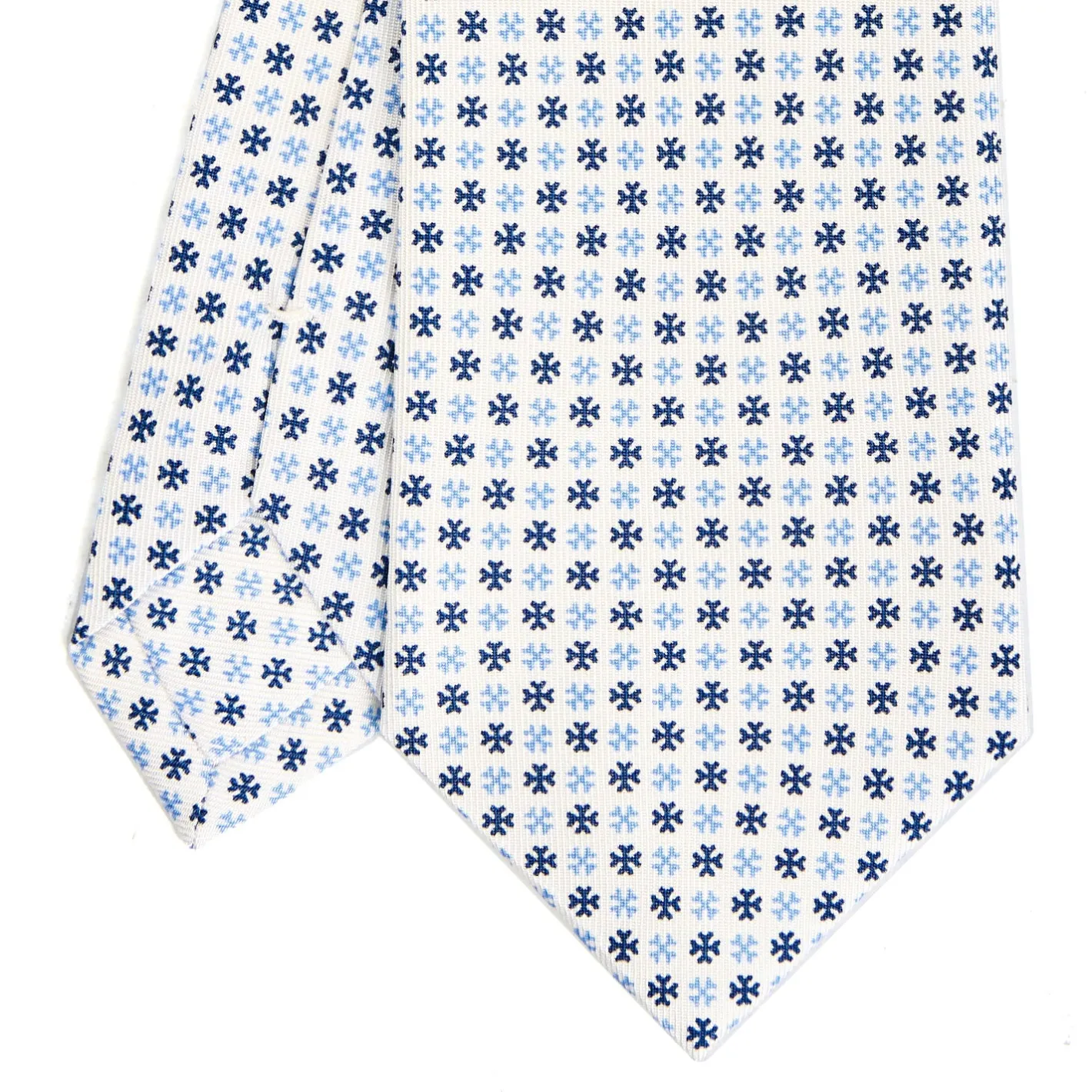 E.Marinella CRAVATTA SARTORIALE CLASSICA IN SETA BIANCA Microfantasia fiore Sale