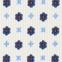 E.Marinella CRAVATTA SARTORIALE CLASSICA IN SETA BIANCA Microfantasia fiore New