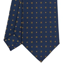 E.Marinella CRAVATTA SARTORIALE CLASSICA IN SETA BLU SCURO Microfantasia fiore Best