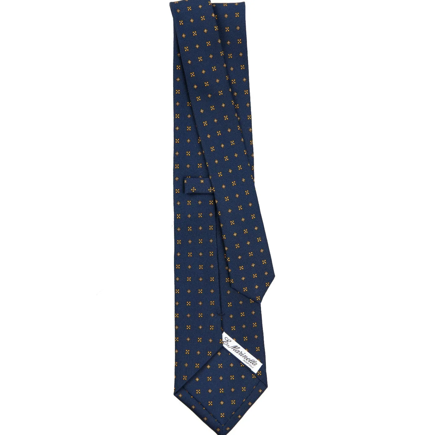 E.Marinella CRAVATTA SARTORIALE CLASSICA IN SETA BLU SCURO Microfantasia fiore Best