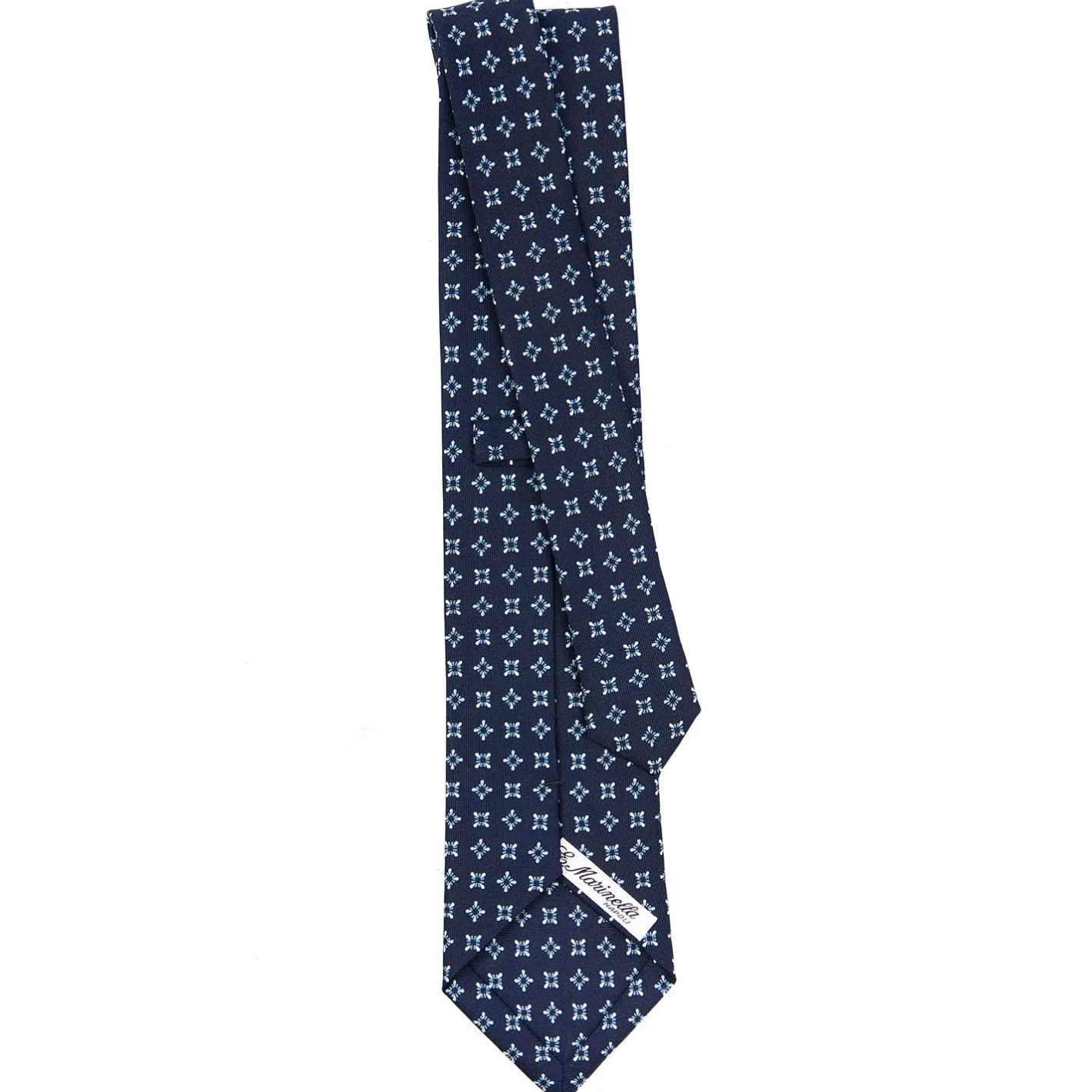E.Marinella CRAVATTA SARTORIALE CLASSICA IN SETA BLU SCURO Microfantasia fiore Best