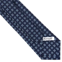 E.Marinella CRAVATTA SARTORIALE CLASSICA IN SETA BLU SCURO Microfantasia fiore Best