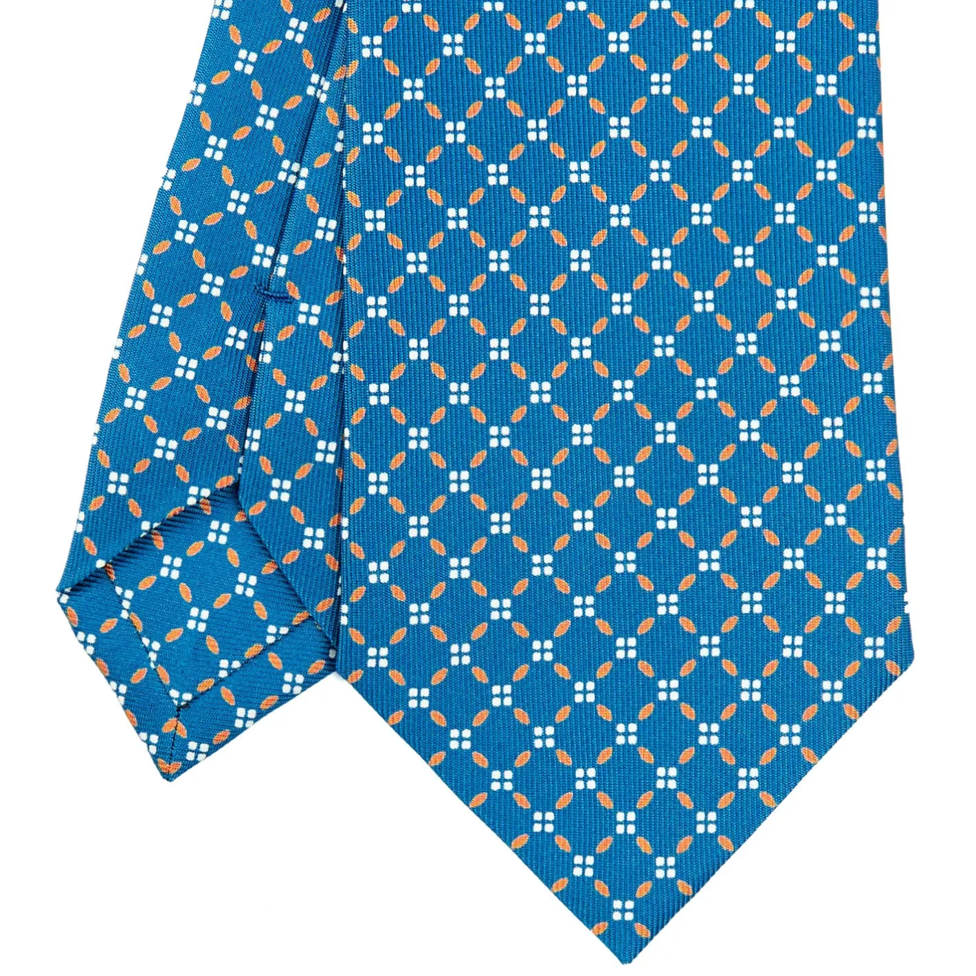 E.Marinella CRAVATTA SARTORIALE CLASSICA IN SETA BLU MEDIO Microfantasia fiore Hot